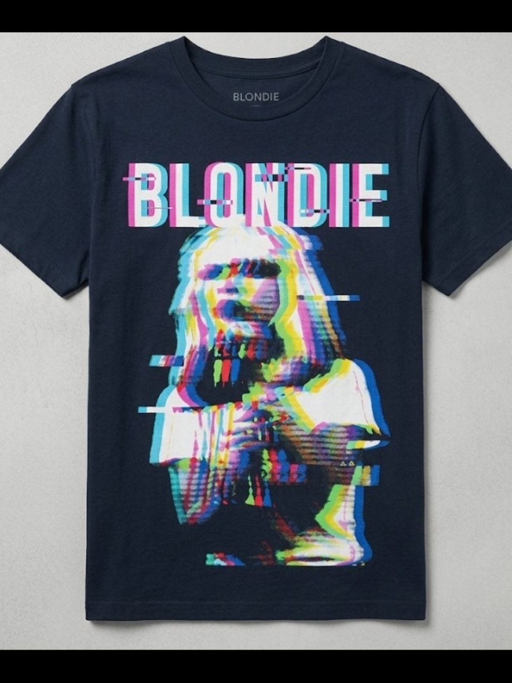 Blondie Black Graphic Vibrant Chromatic Glitch Art Shirt (Sz S) Iconic Indie